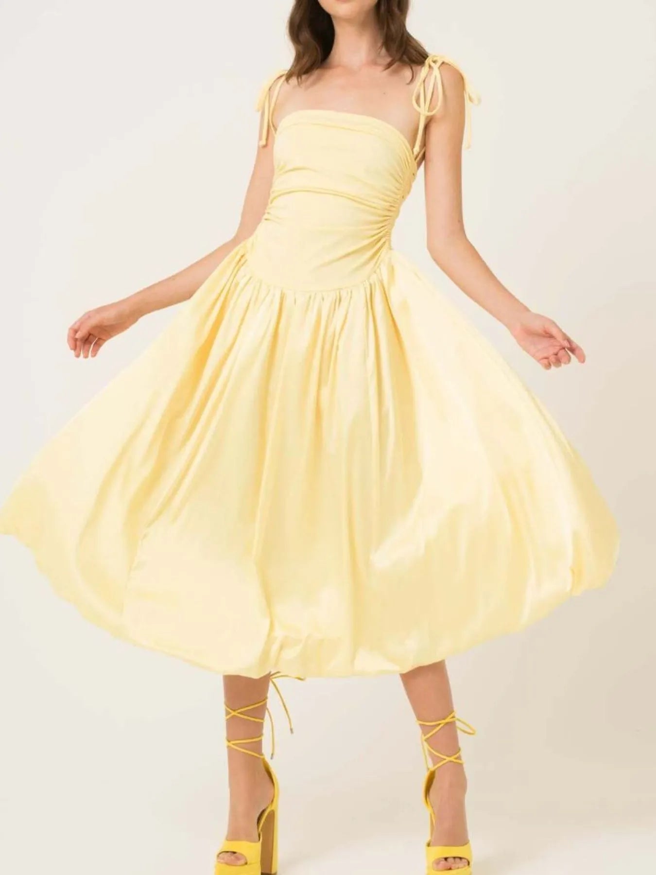 Ruched Sleeveless Midi Dress - Blushé Belle