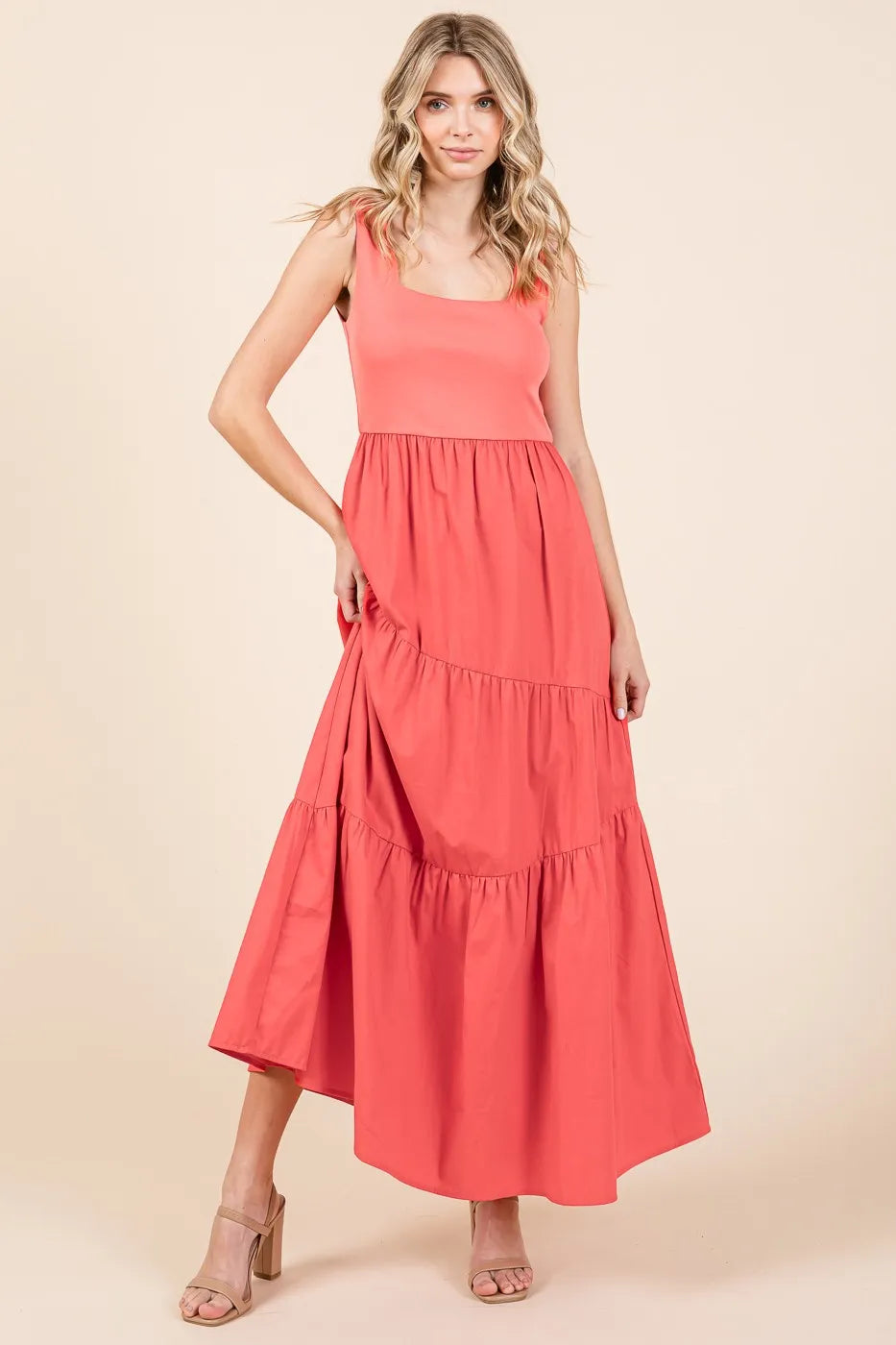 Mittoshop Mix Media Square Neck Maxi Dress - Blushé Belle