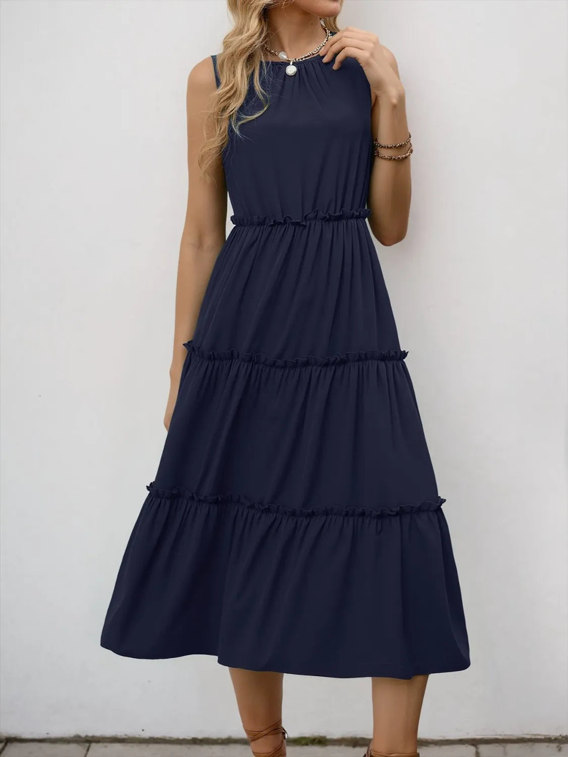 Frill Tiered Midi Dress - Blushé Belle