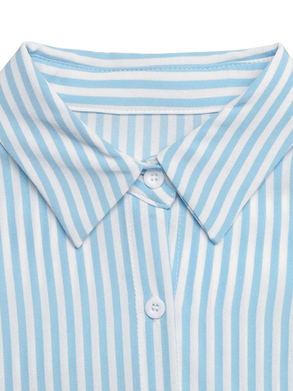 Striped Button-Down Midi Shirt Dress with Ruffle Sleeves - Blushé Belle