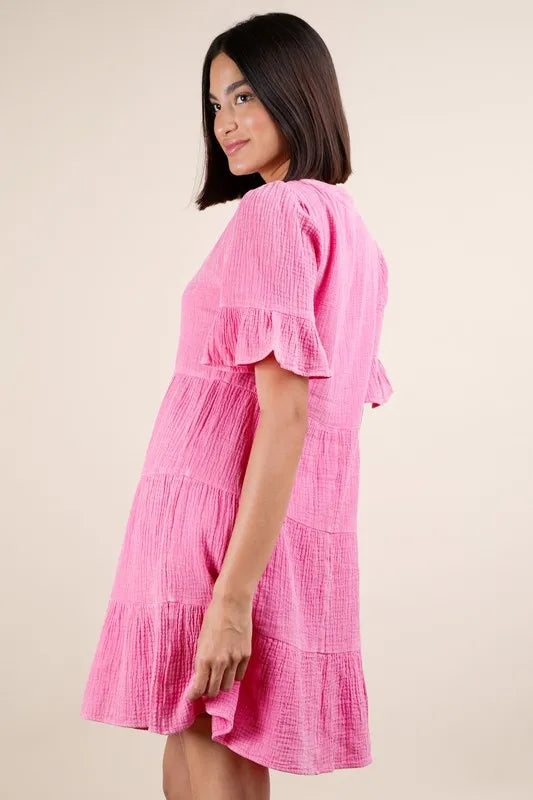 VERY J Plus Size Mineral Washed Woven Mini Dress - Blushé Belle