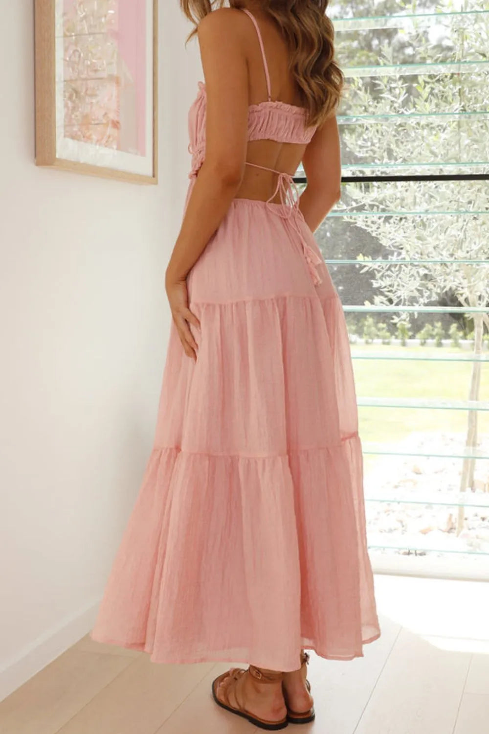 Cutout Square Neck Midi Cami Dress - Blushé Belle