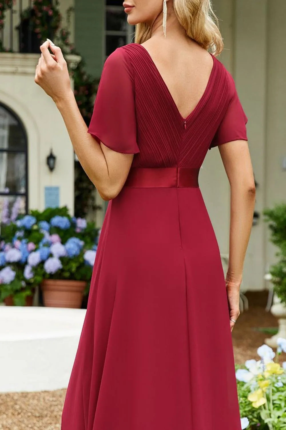 Surplice Flutter Sleeve Maxi Dress - Blushé Belle