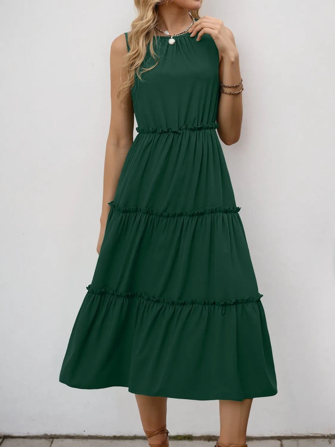 Frill Tiered Midi Dress - Blushé Belle