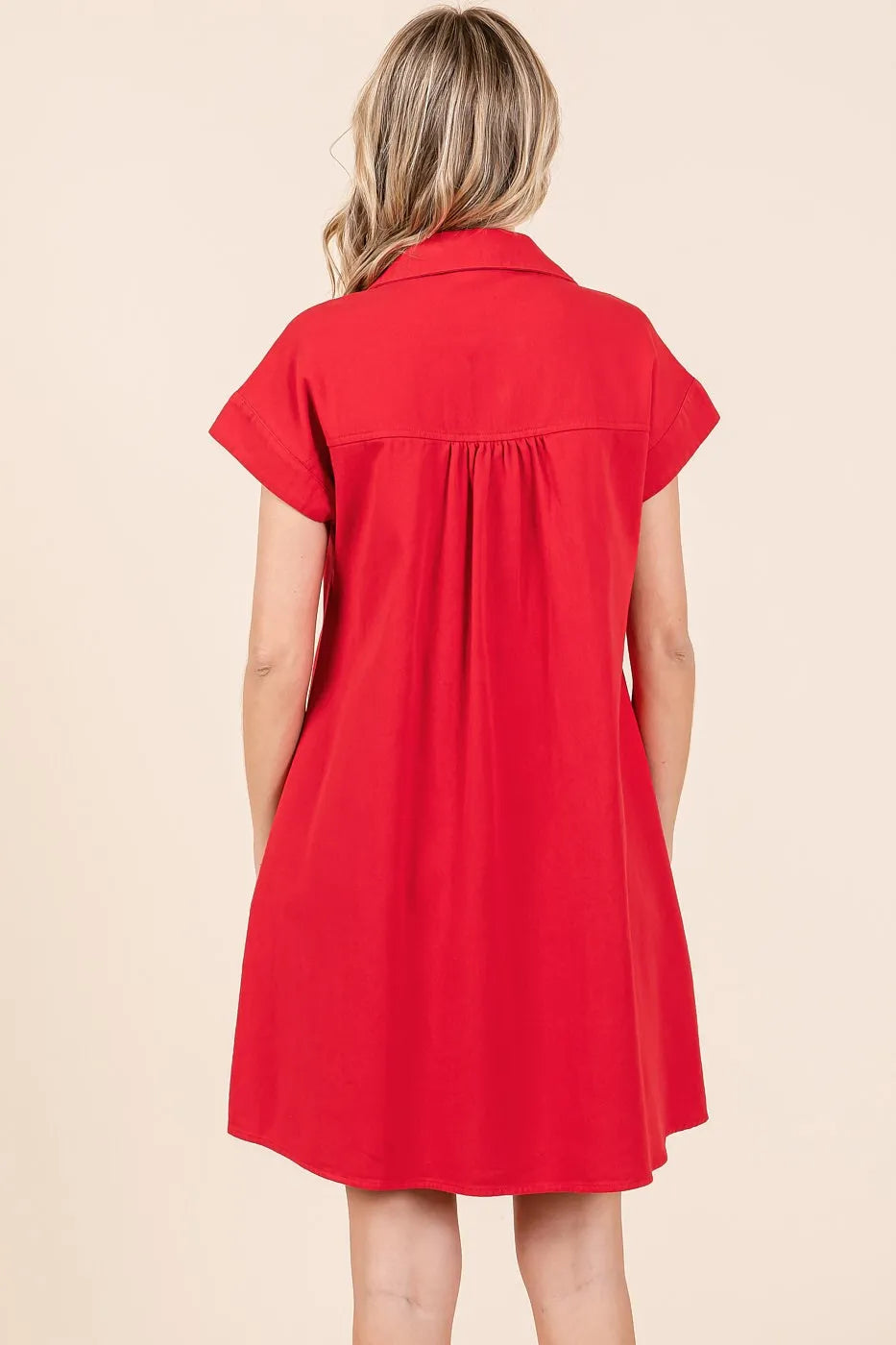 Mittoshop Twill Short Sleeve Collared Mini Dress - Blushé Belle