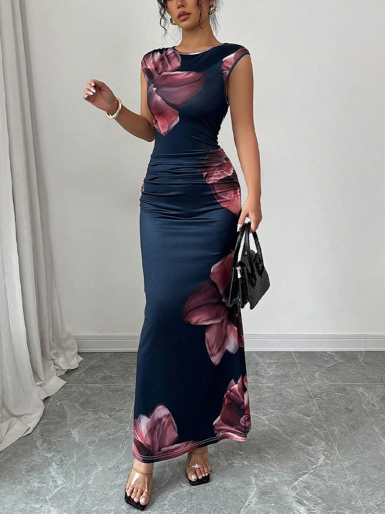 Floral Print Sleeveless Bodycon Maxi Dress - Blushé Belle