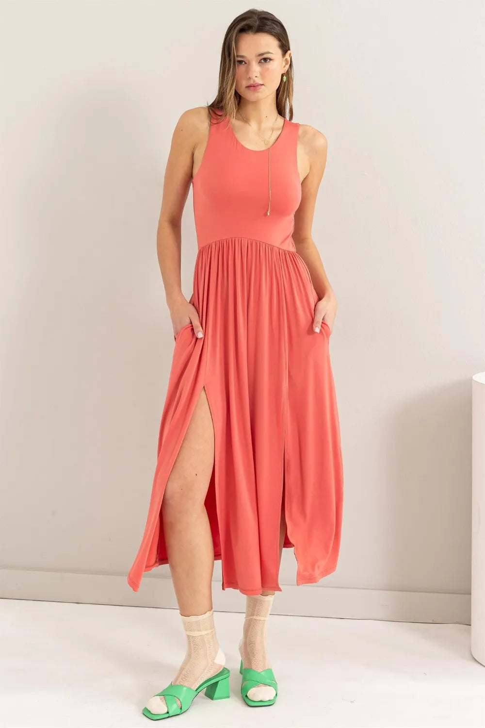 HYFVE Sleeveless Slit Midi Dress - Blushé Belle