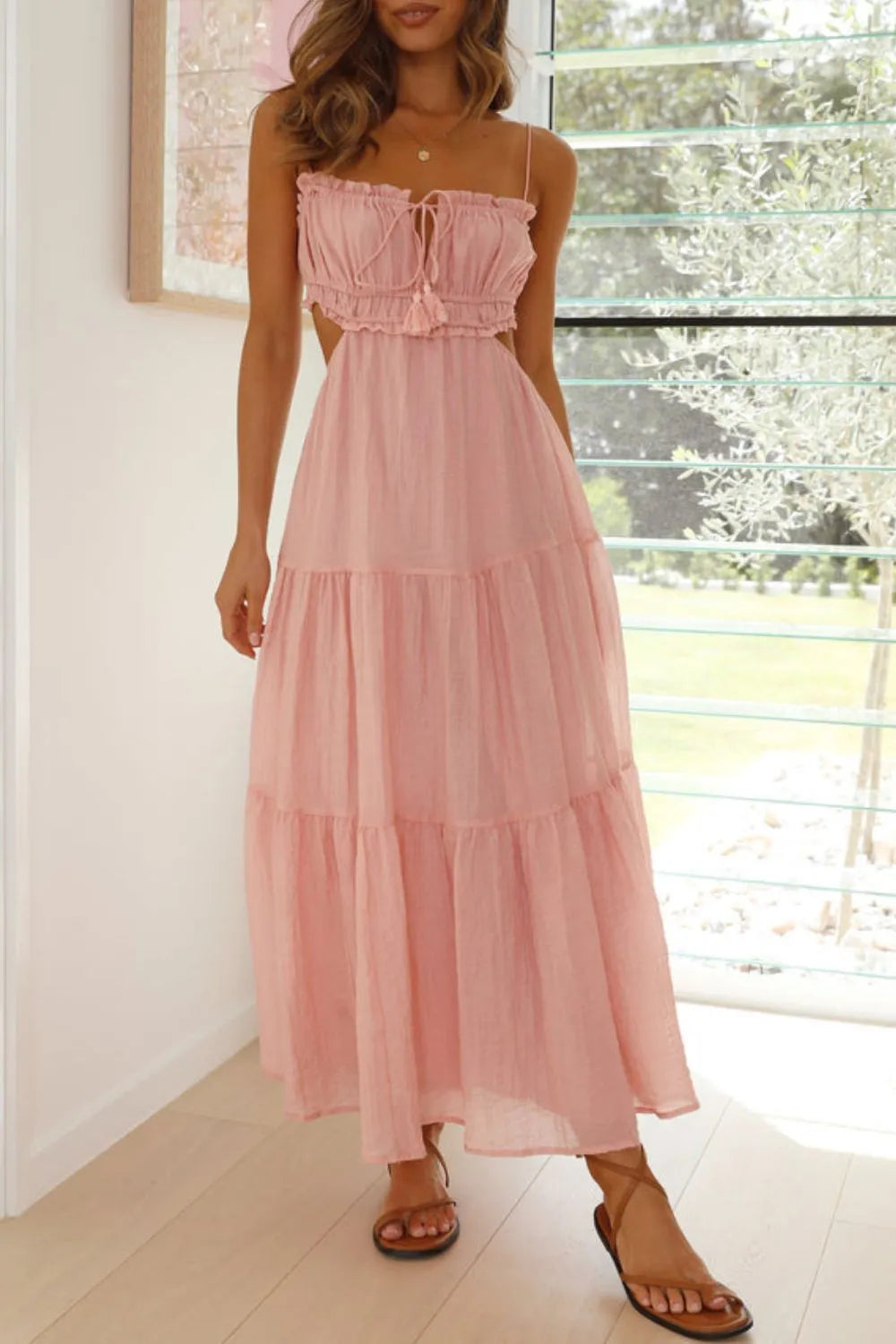Cutout Square Neck Midi Cami Dress - Blushé Belle