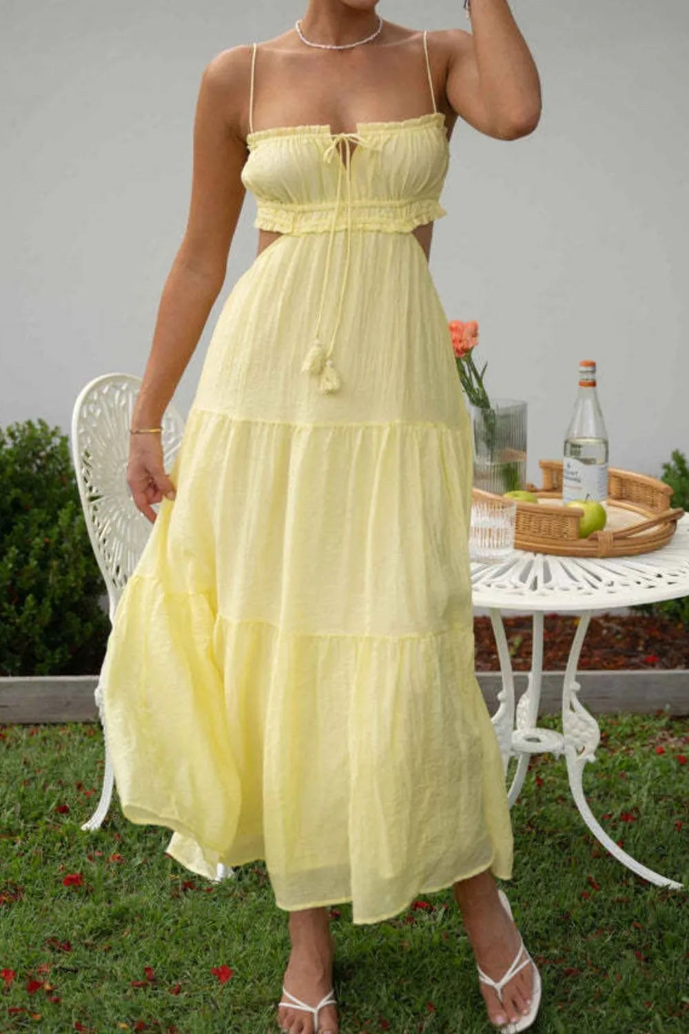 Cutout Square Neck Midi Cami Dress - Blushé Belle