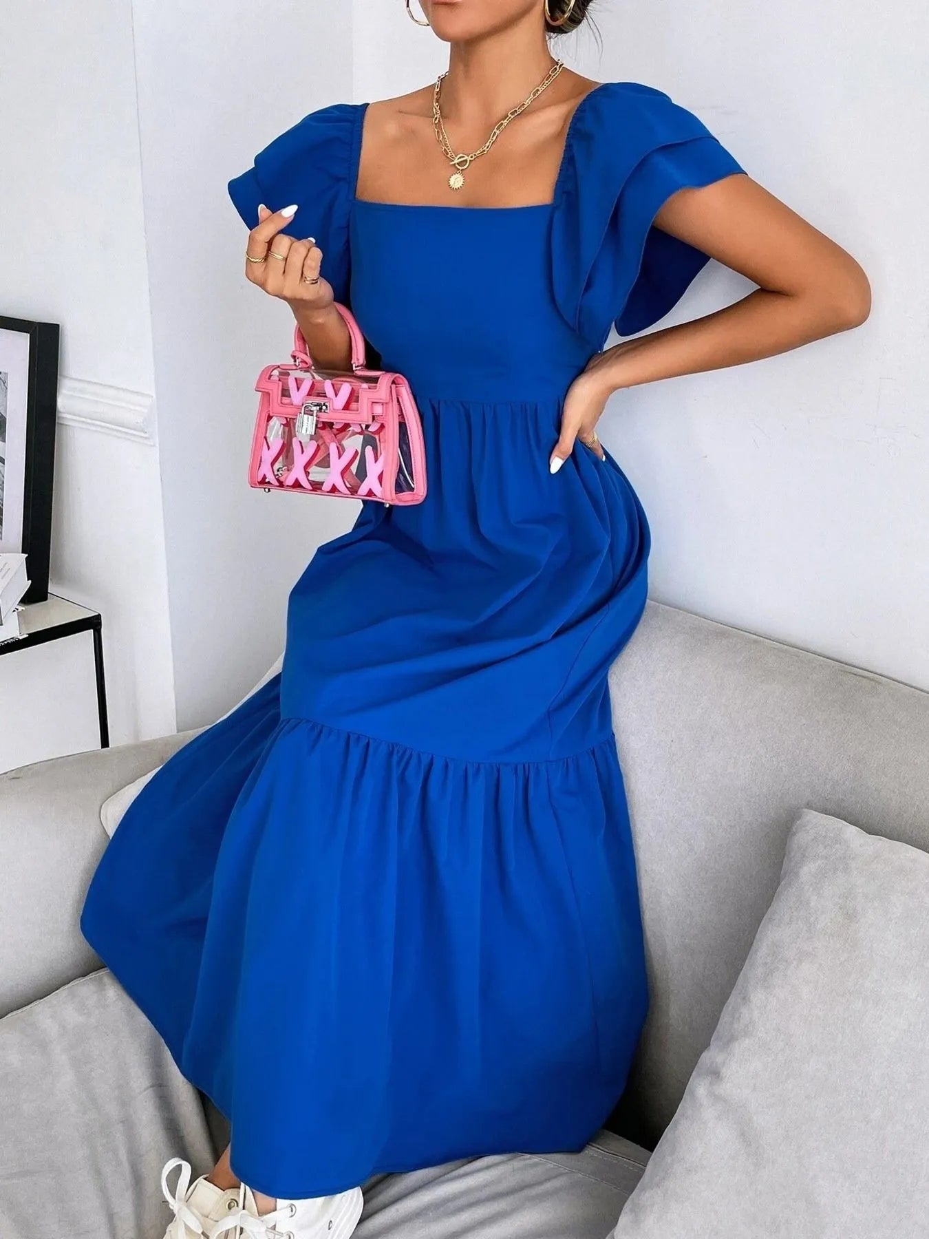 Tiered Square Neck Maxi Dress - Blushé Belle