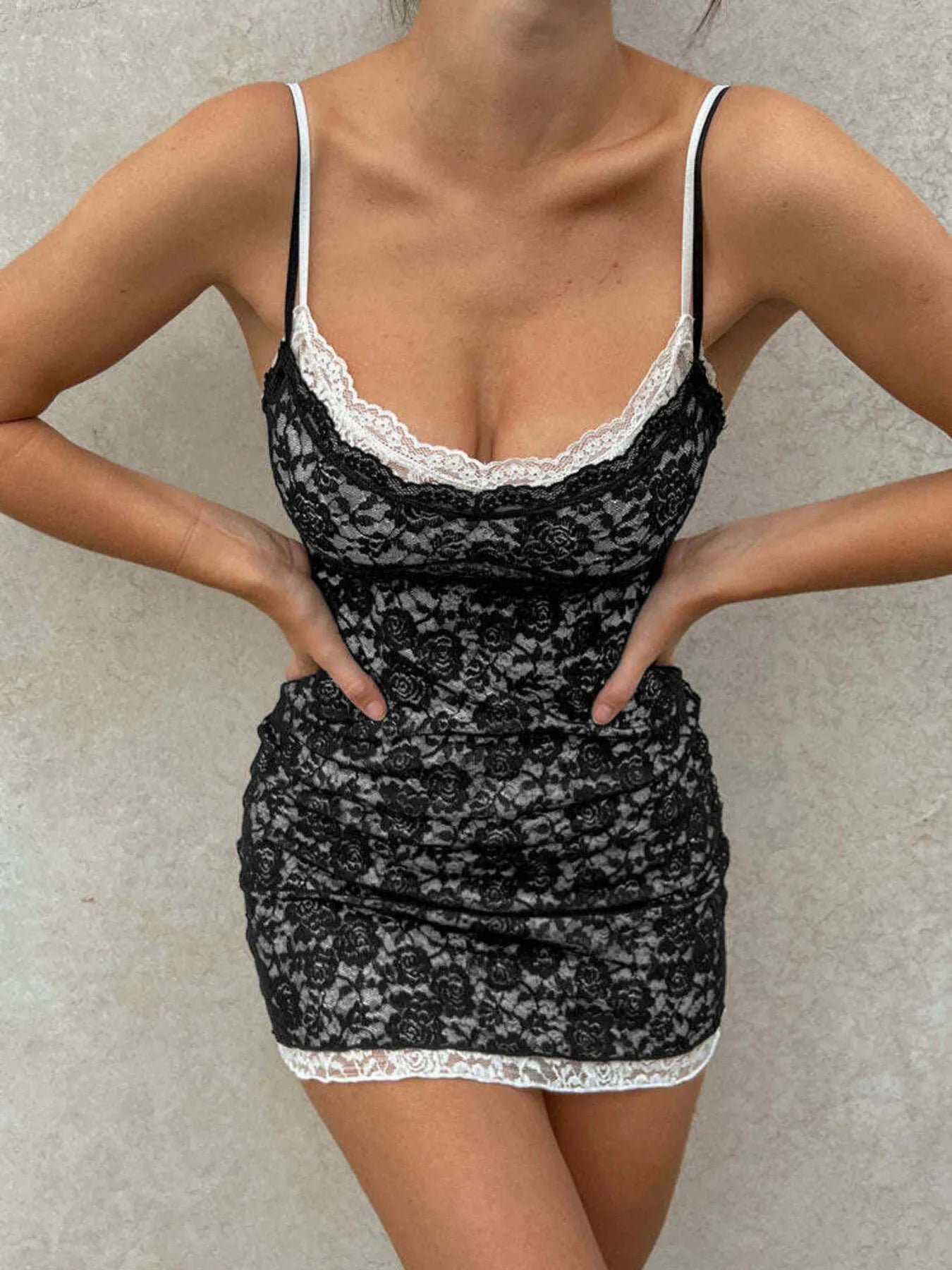 Lace Trim Cami Mini Dress - Blushé Belle
