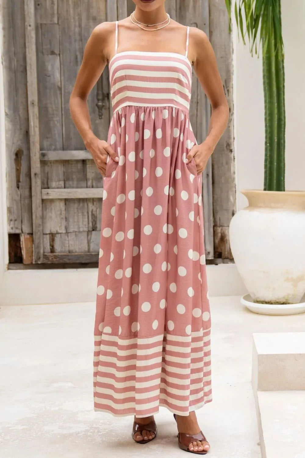 Polka Dot Square Neck Cami Dress - Blushé Belle