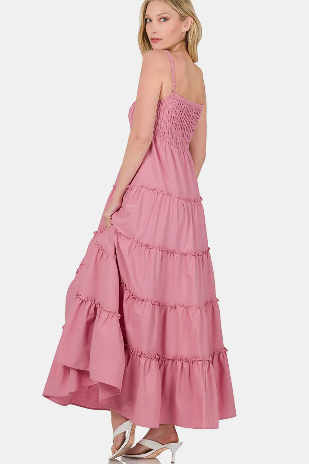 Zenana Woven Smocked Tiered Cami Maxi Dress - Blushé Belle