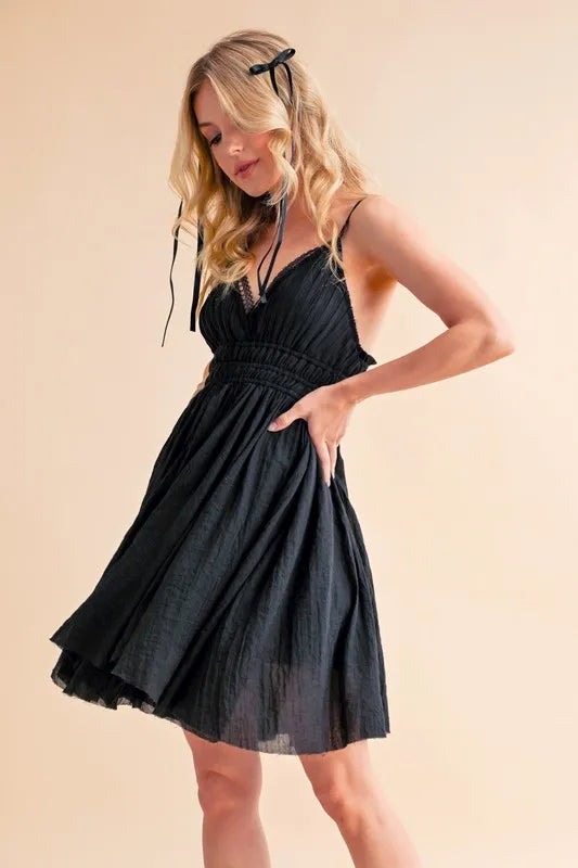 Aemi+Co Lace Detail Mini Cami Dress - Blushé Belle