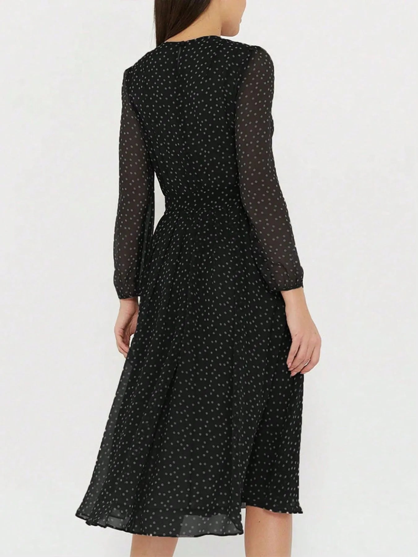 Polka Dot Long Sleeve Midi Dress - Blushé Belle