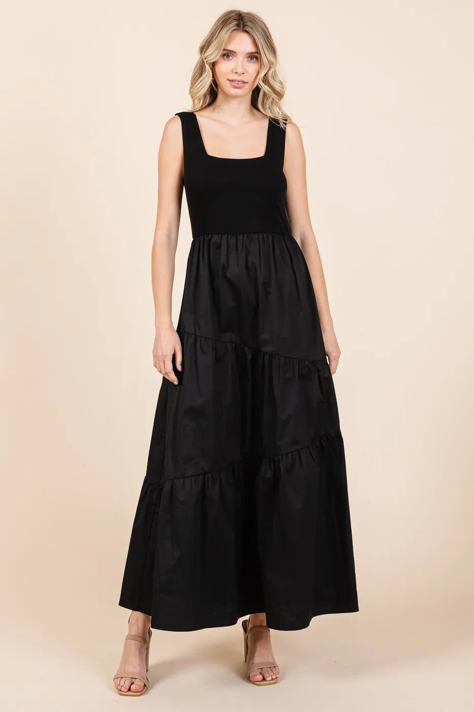 Mittoshop Mix Media Square Neck Maxi Dress - Blushé Belle