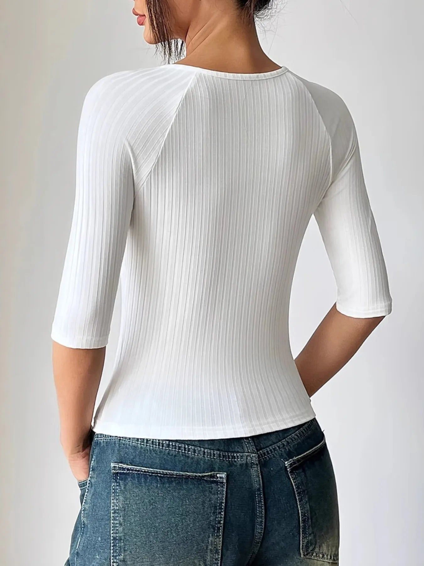 Ribbed Wrap Half Sleeve T-Shirt - Blushé Belle