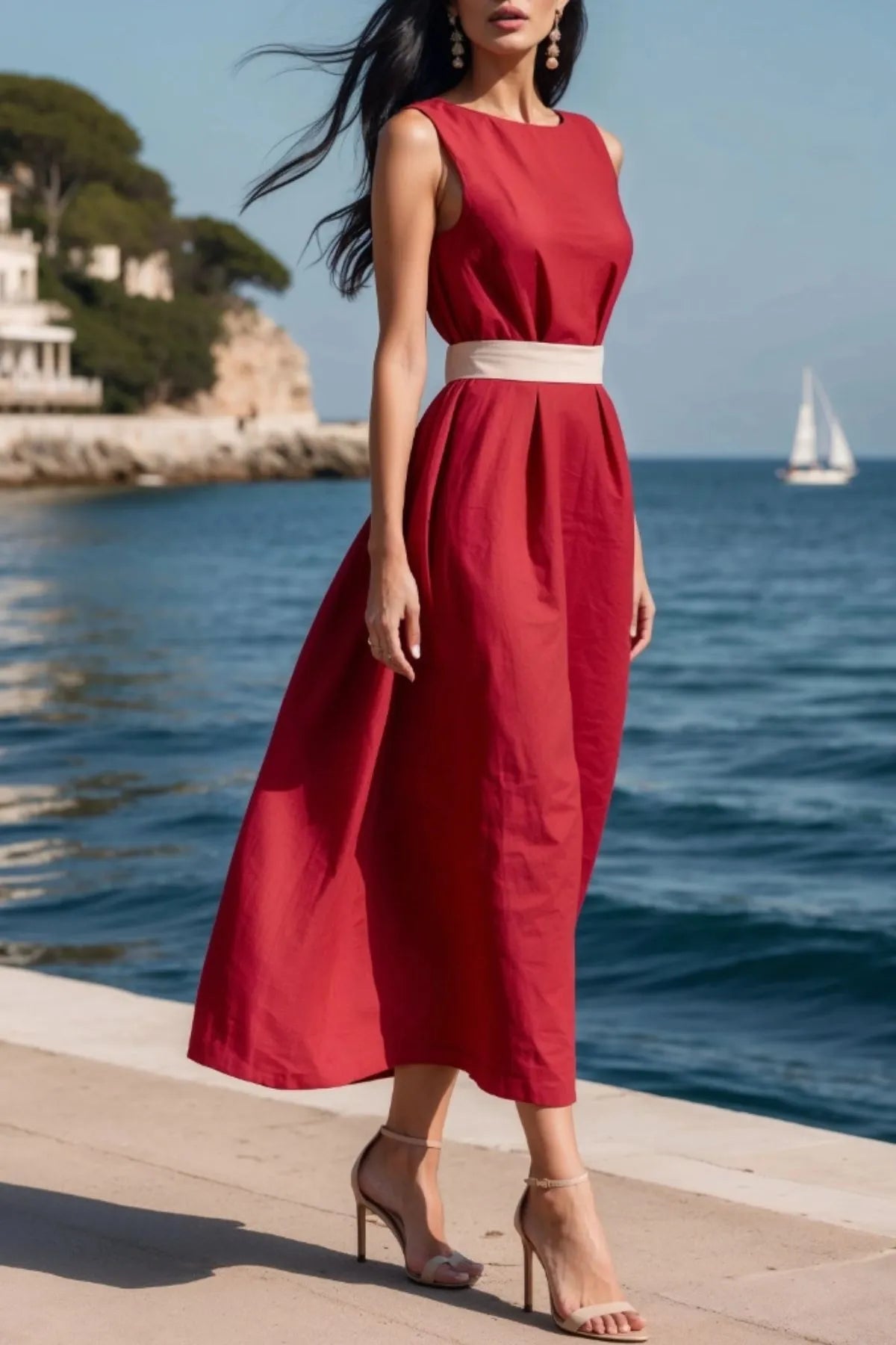 Round Neck Sleeveless Midi Dress - Blushé Belle