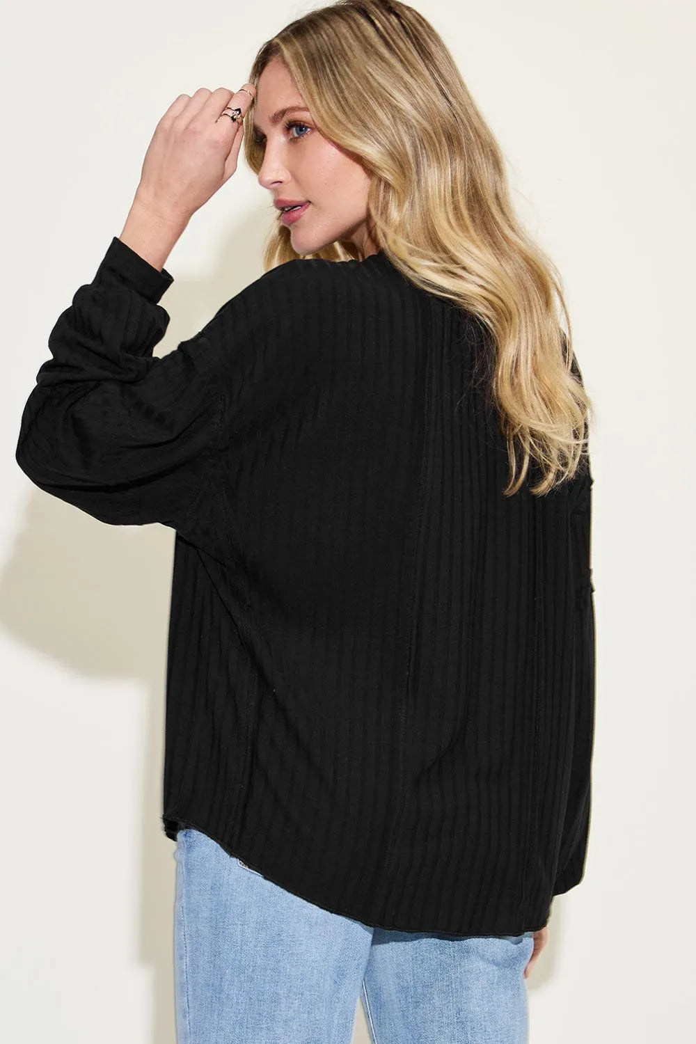 Basic Bae Full Size Ribbed Round Neck Long Sleeve T-Shirt - Blushé Belle
