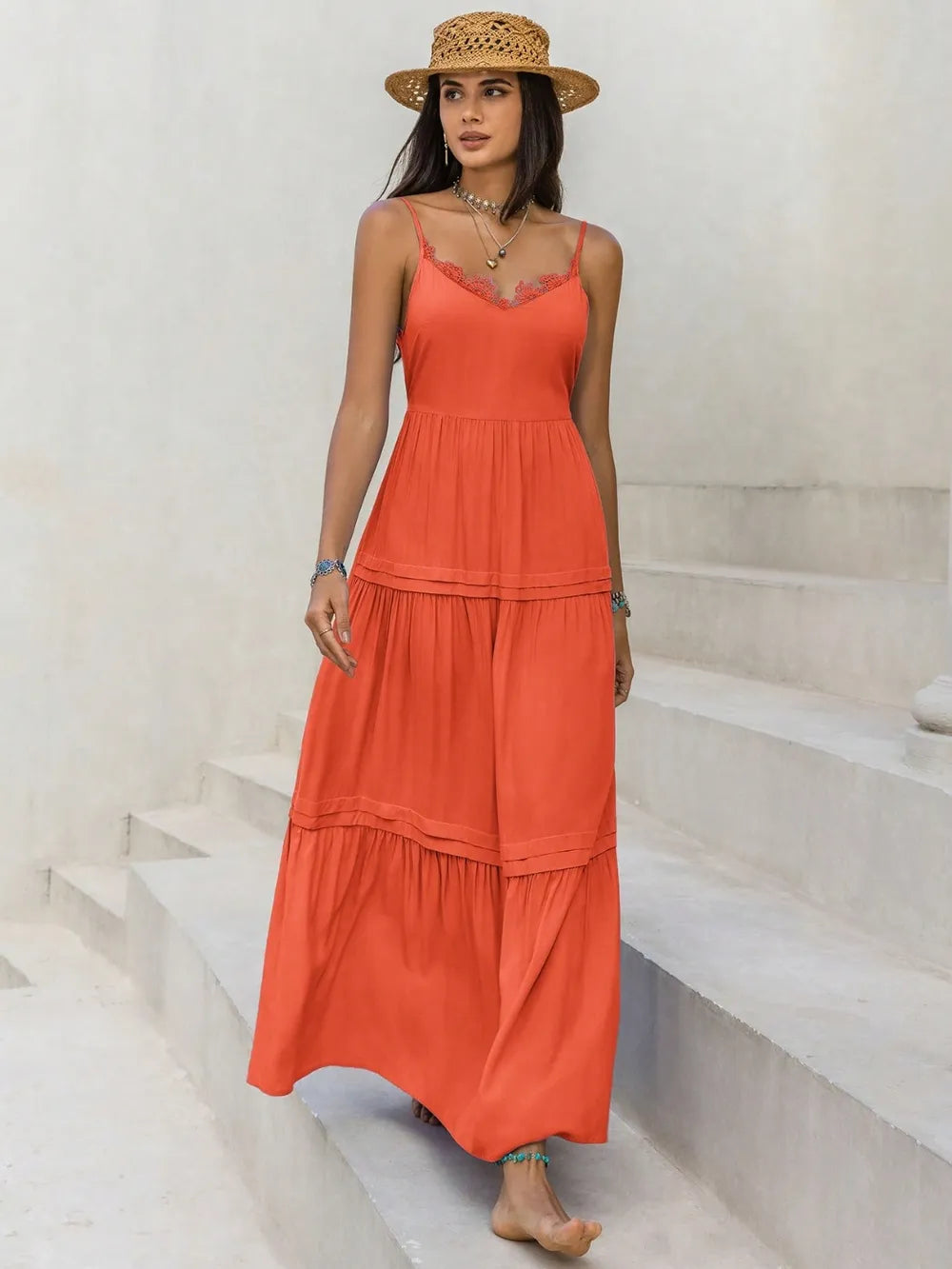 Lace Detail V-Neck Cami Dress - Blushé Belle