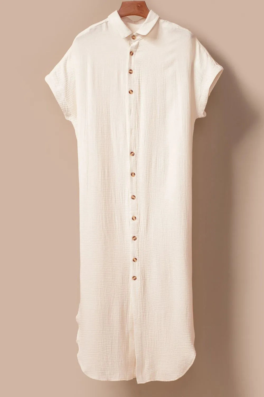 Button Down Short Sleeve Midi Shirt Dress - Blushé Belle
