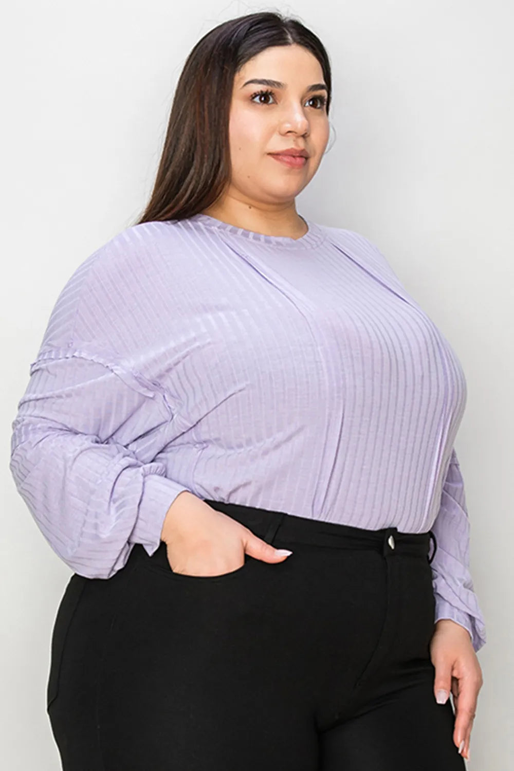 Basic Bae Full Size Ribbed Round Neck Long Sleeve T-Shirt - Blushé Belle
