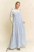 Davi & Dani Plaid Smocking Sleeveless Maxi Dress - Blushé Belle