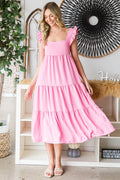 Reborn J Ruffled Sleeveless Tiered Midi Dress - Blushé Belle