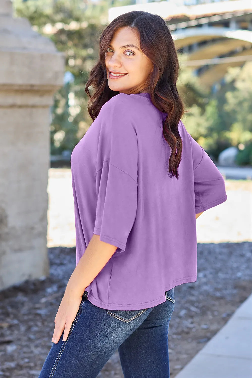 Basic Bae Bamboo Full Size Round Neck Drop Shoulder T-Shirt - Blushé Belle