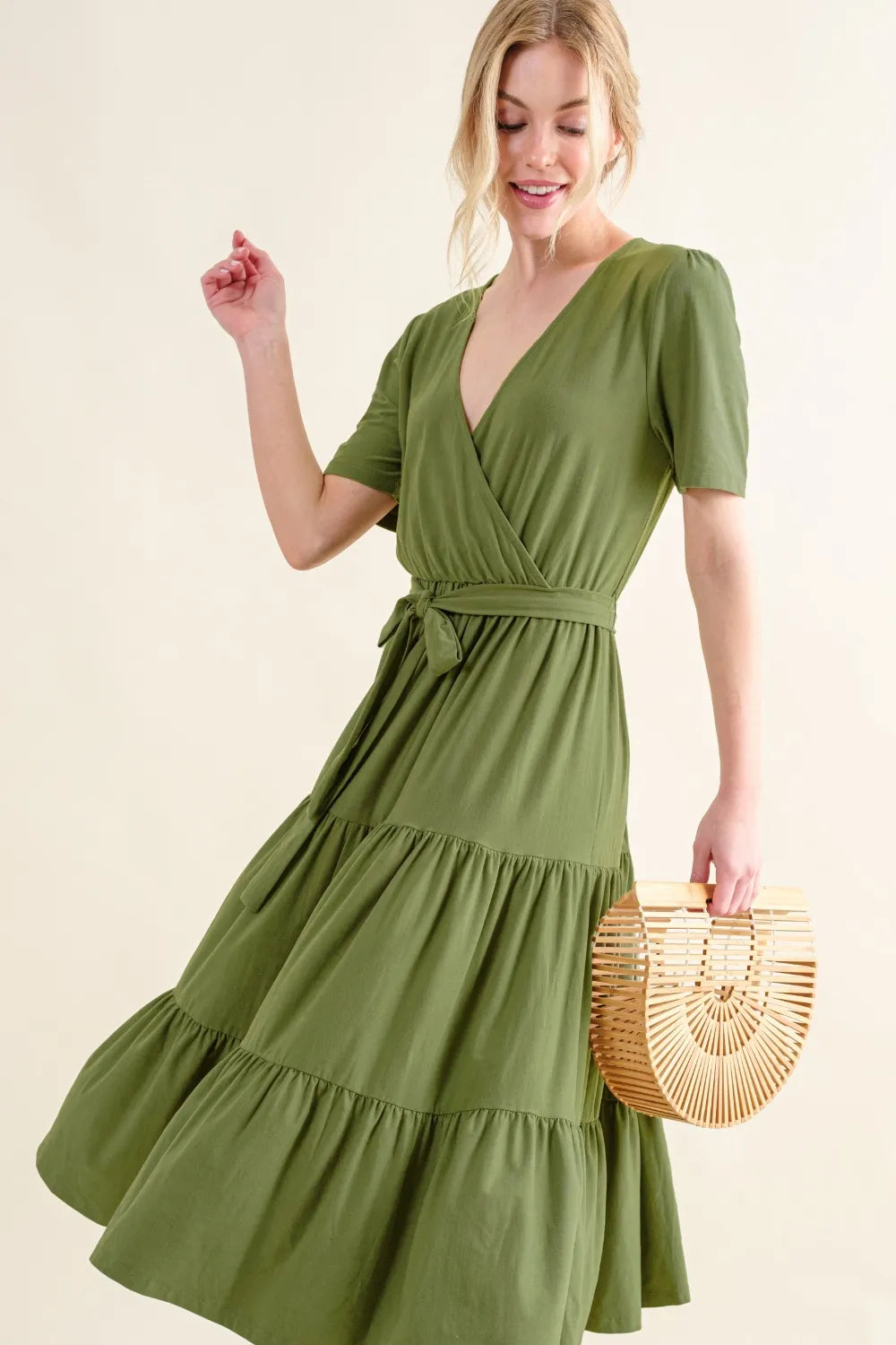 And The Why Soft Short Sleeve Tiered Midi Dress - Blushé Belle