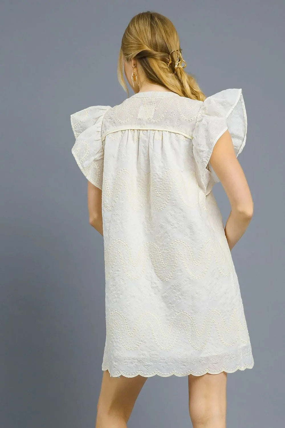 Umgee Scalloped Hem Embroidered Mini Dress - Blushé Belle