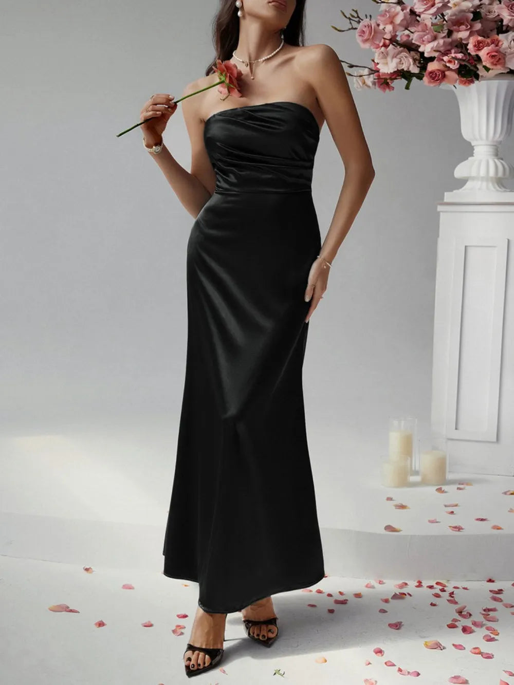 Devine Ruched Tube Maxi Dress - Blushé Belle