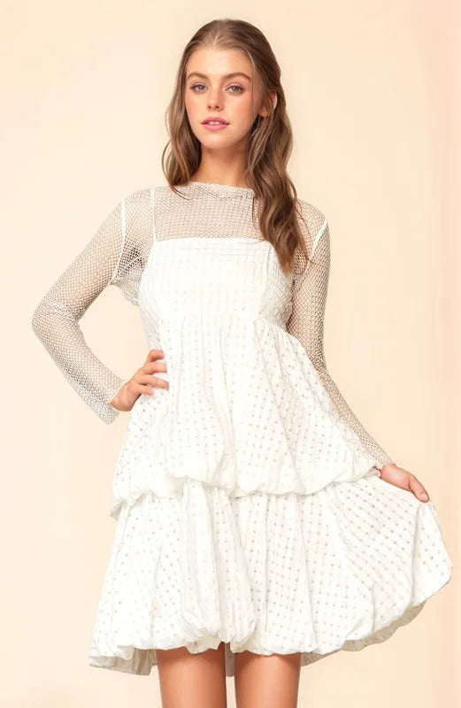 Davi & Dani Checker Print Side Pockets Textured Mini Dress - Blushé Belle
