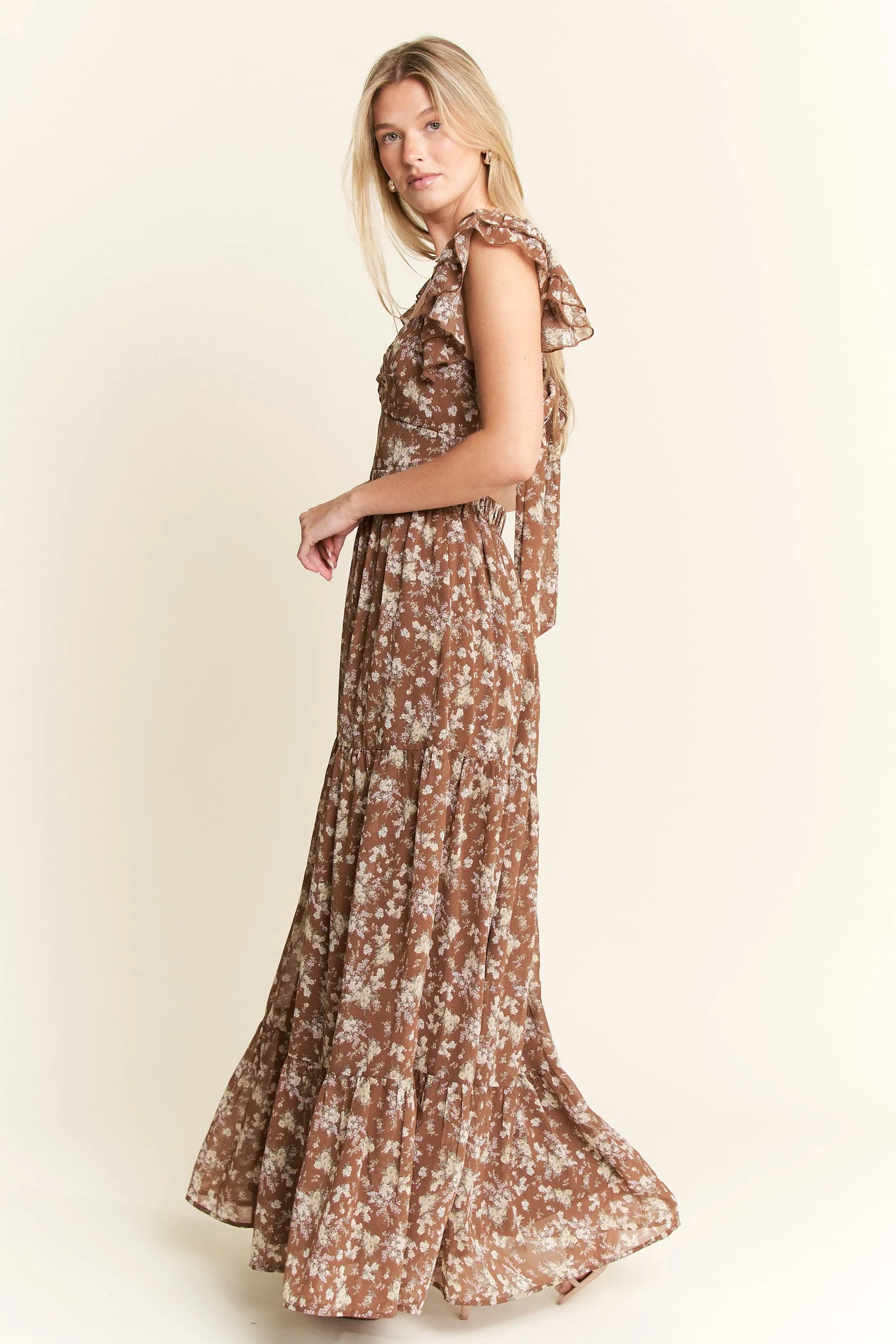 Jade By Jane Ruffle Sleeve Tiered Maxi Dress - Blushé Belle