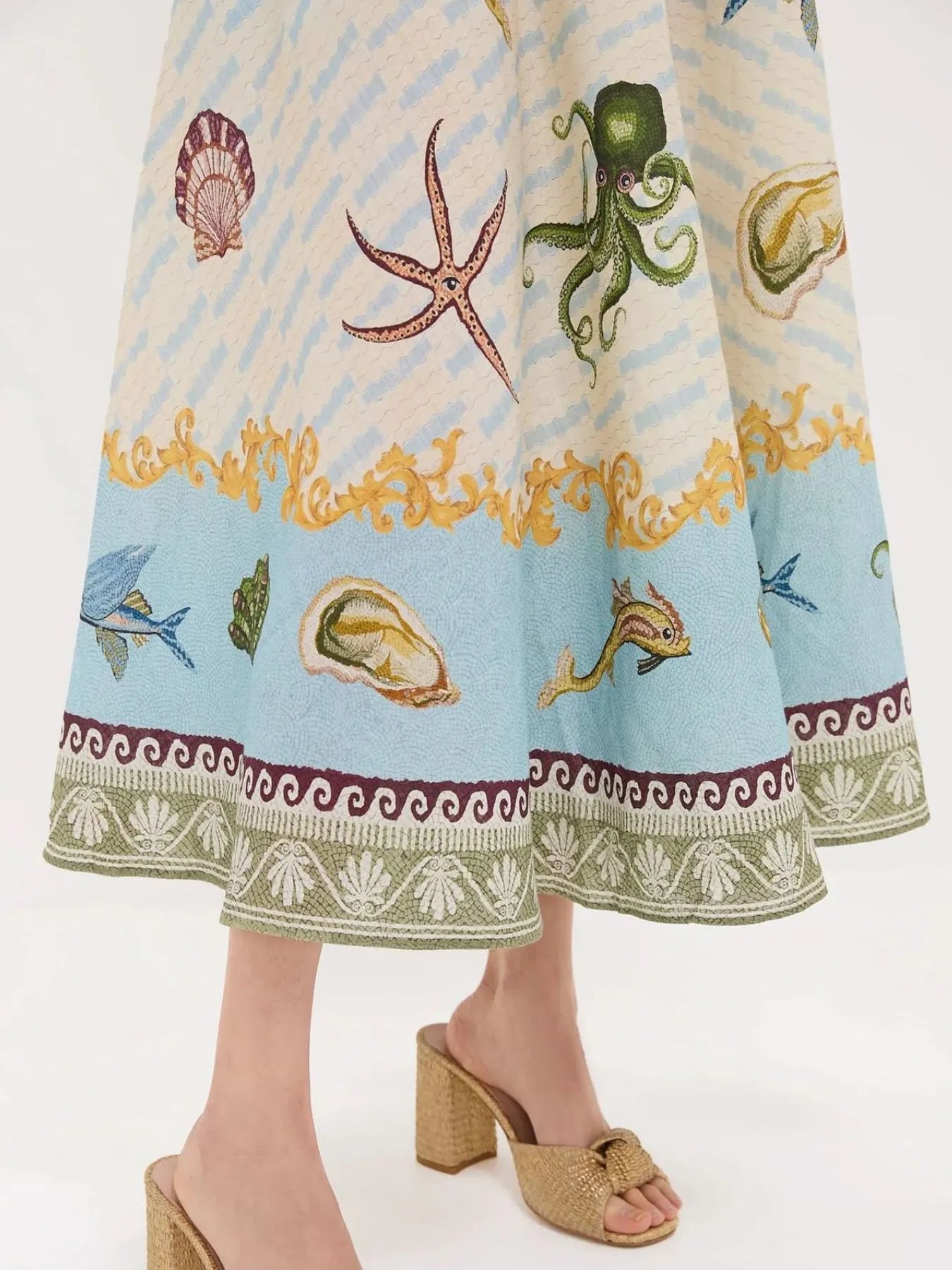Ocean Print Spaghetti Strap Midi Dress - Blushé Belle