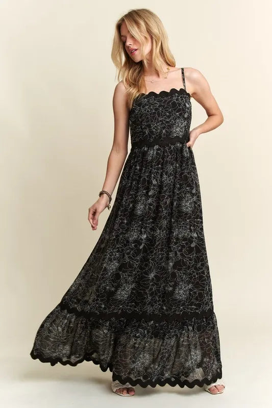 ADORA Floral Adjustable Strap Maxi Cami Dress - Blushé Belle
