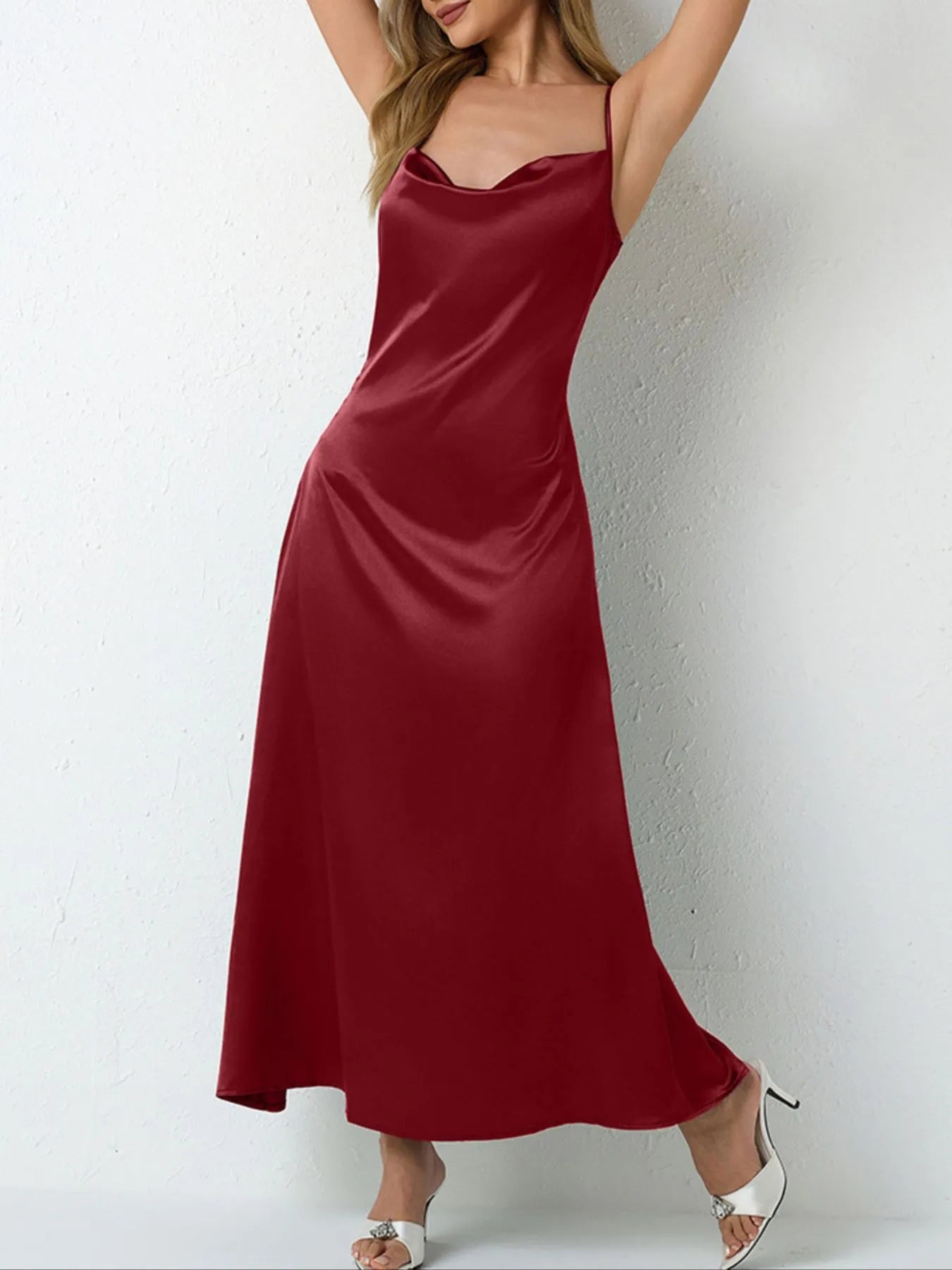 Satin Cowl Neck Cami Dress - Blushé Belle