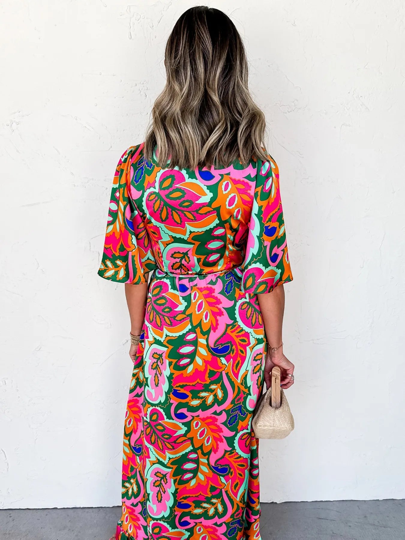 Floral Print Wrap Maxi Dress with Ruffle Details - Blushé Belle
