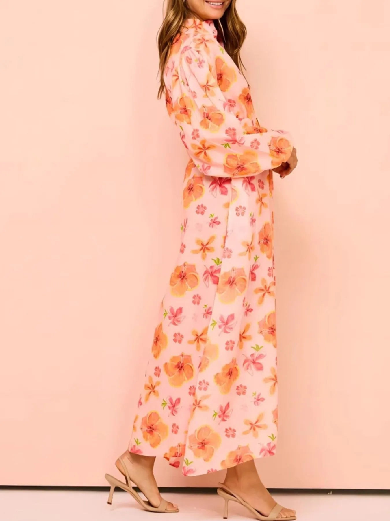 Printed Maxi Shirt Dress with Belt - Blushé Belle