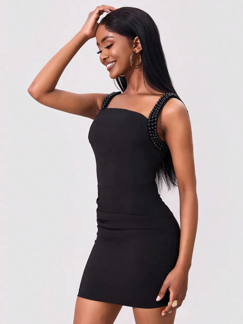 Bead Trim Wide Strap Wrap Dress - Blushé Belle