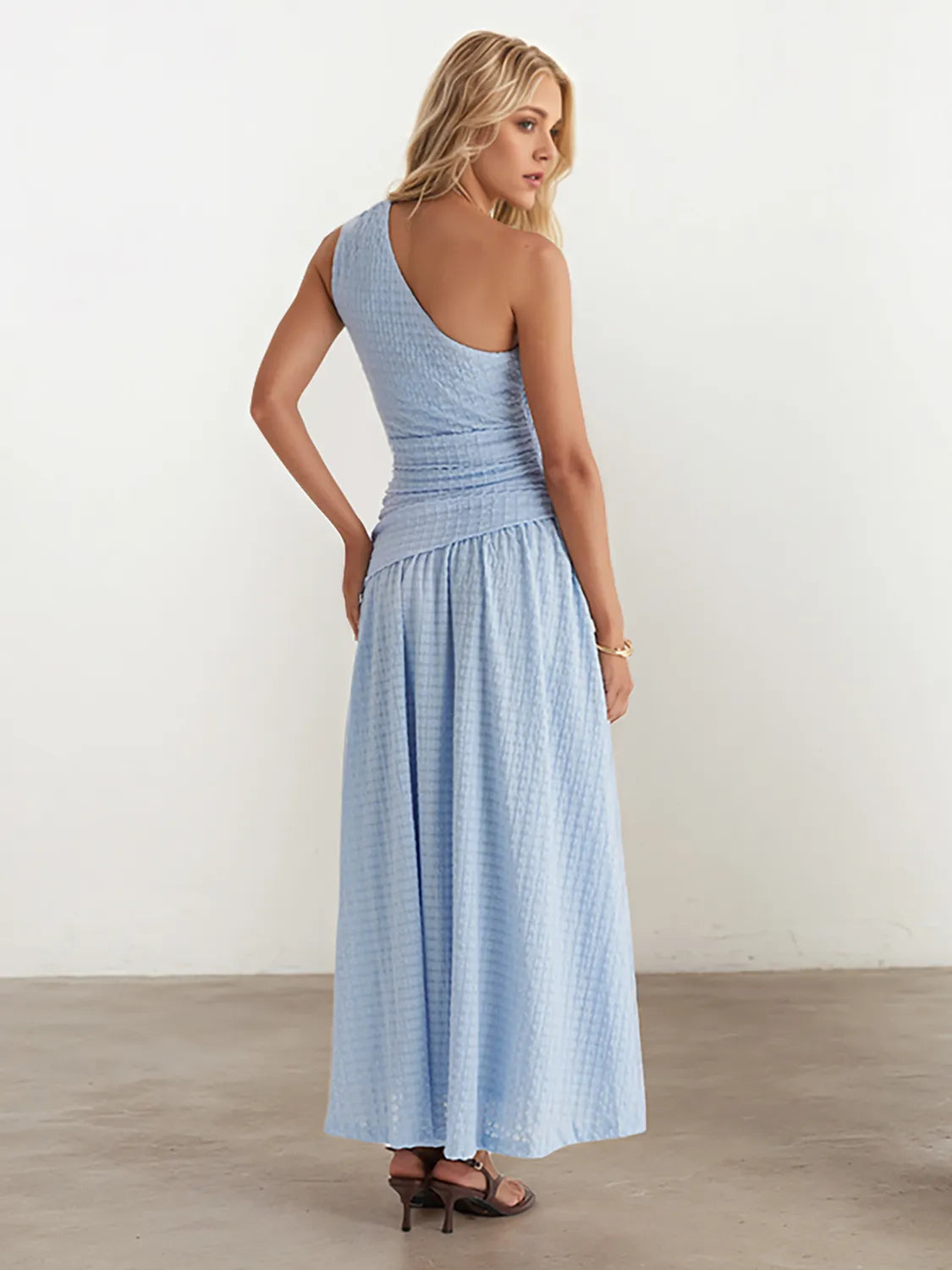Textured Single Shoulder Dress - Blushé Belle