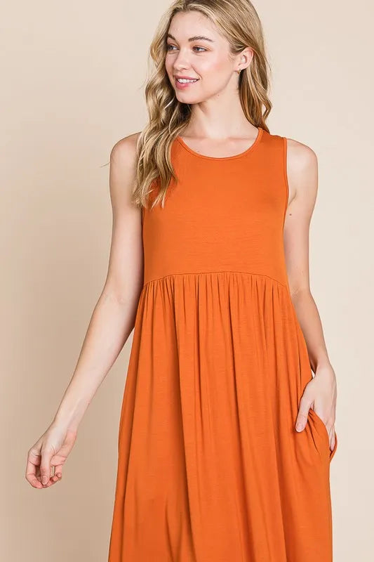 BOMBOM Sleeveless Maxi Dress with Pockets - Blushé Belle