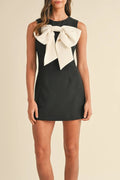 Bow Contrast Sleeveless Mini Dress - Blushé Belle