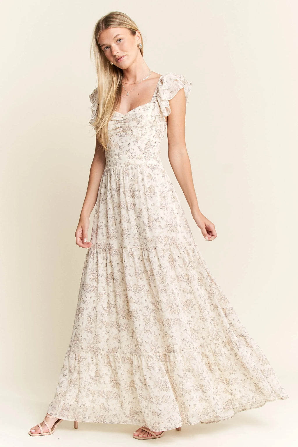 Jade By Jane Full Size Ruffle Sleeve Tiered Maxi Dress Plus Size - Blushé Belle