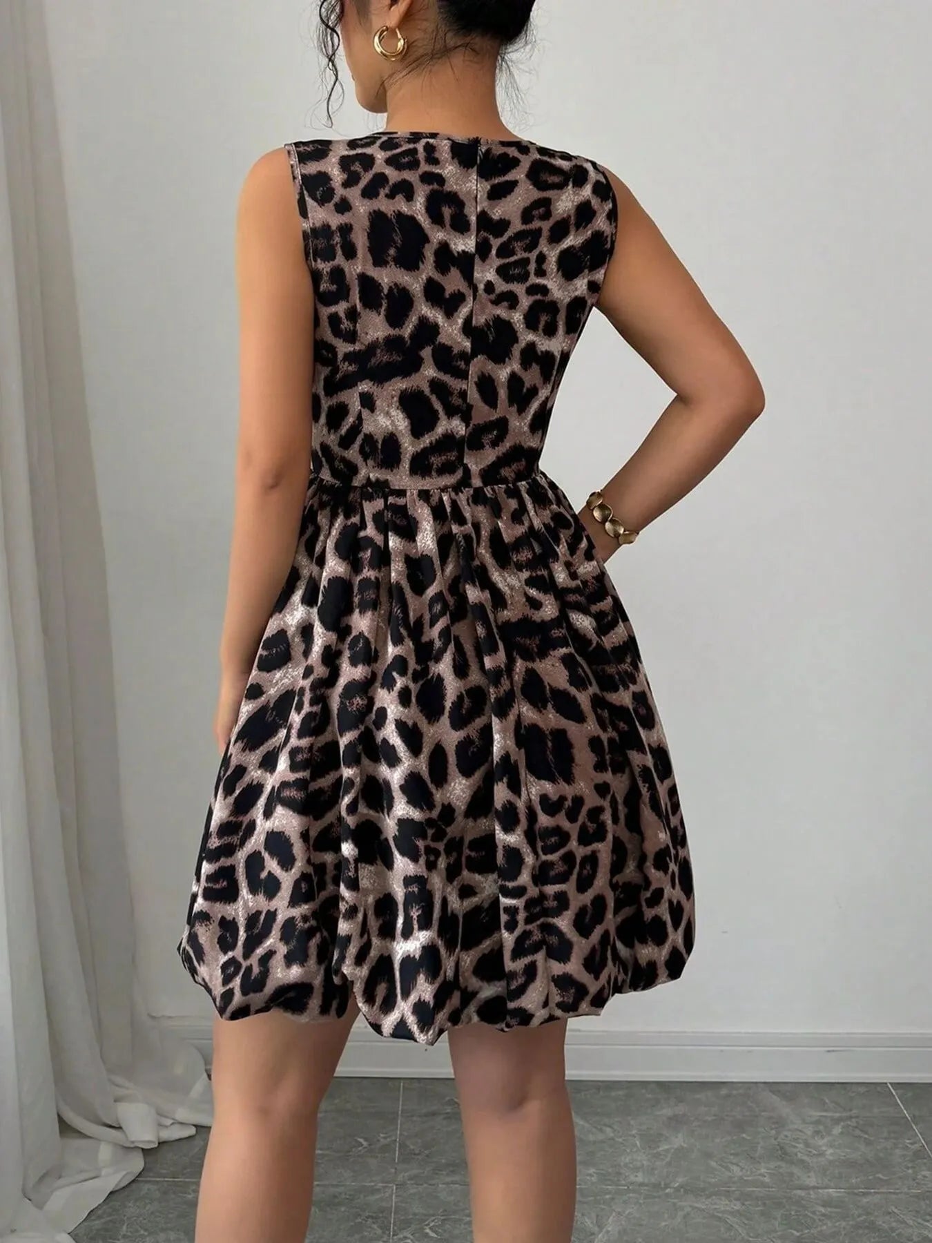 Leopard Print Sleeveless Fit and Flare Mini Dress - Blushé Belle