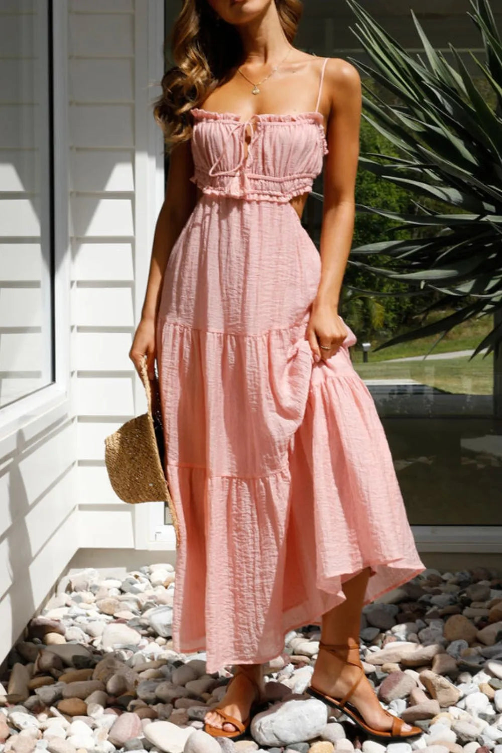 Cutout Square Neck Midi Cami Dress - Blushé Belle