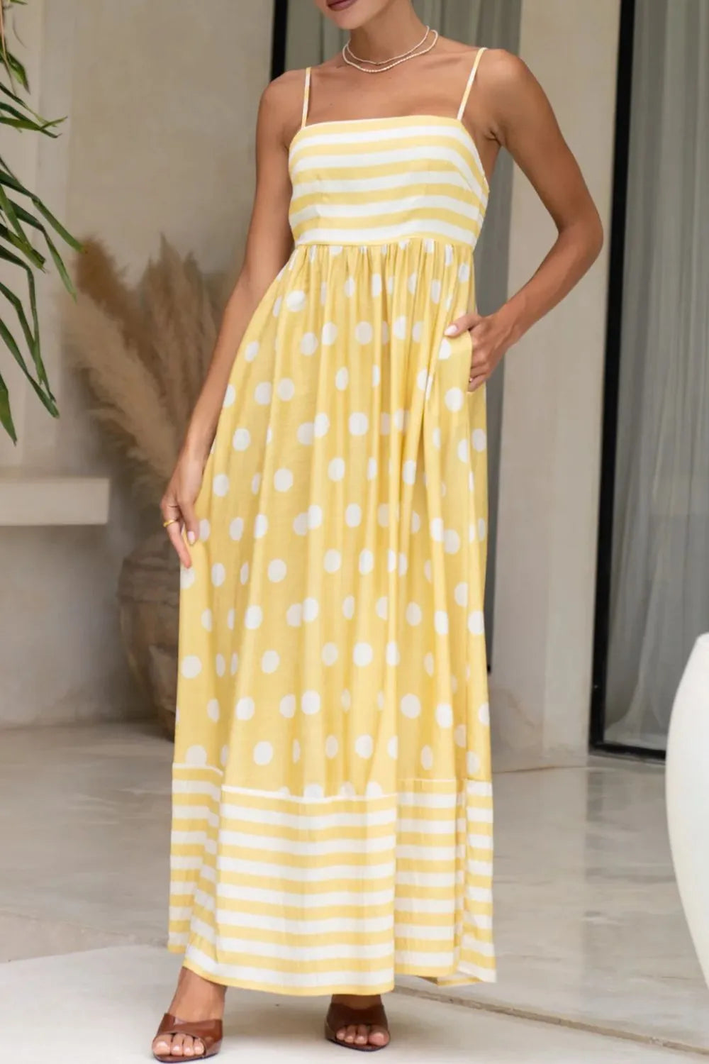 Polka Dot Square Neck Cami Dress - Blushé Belle