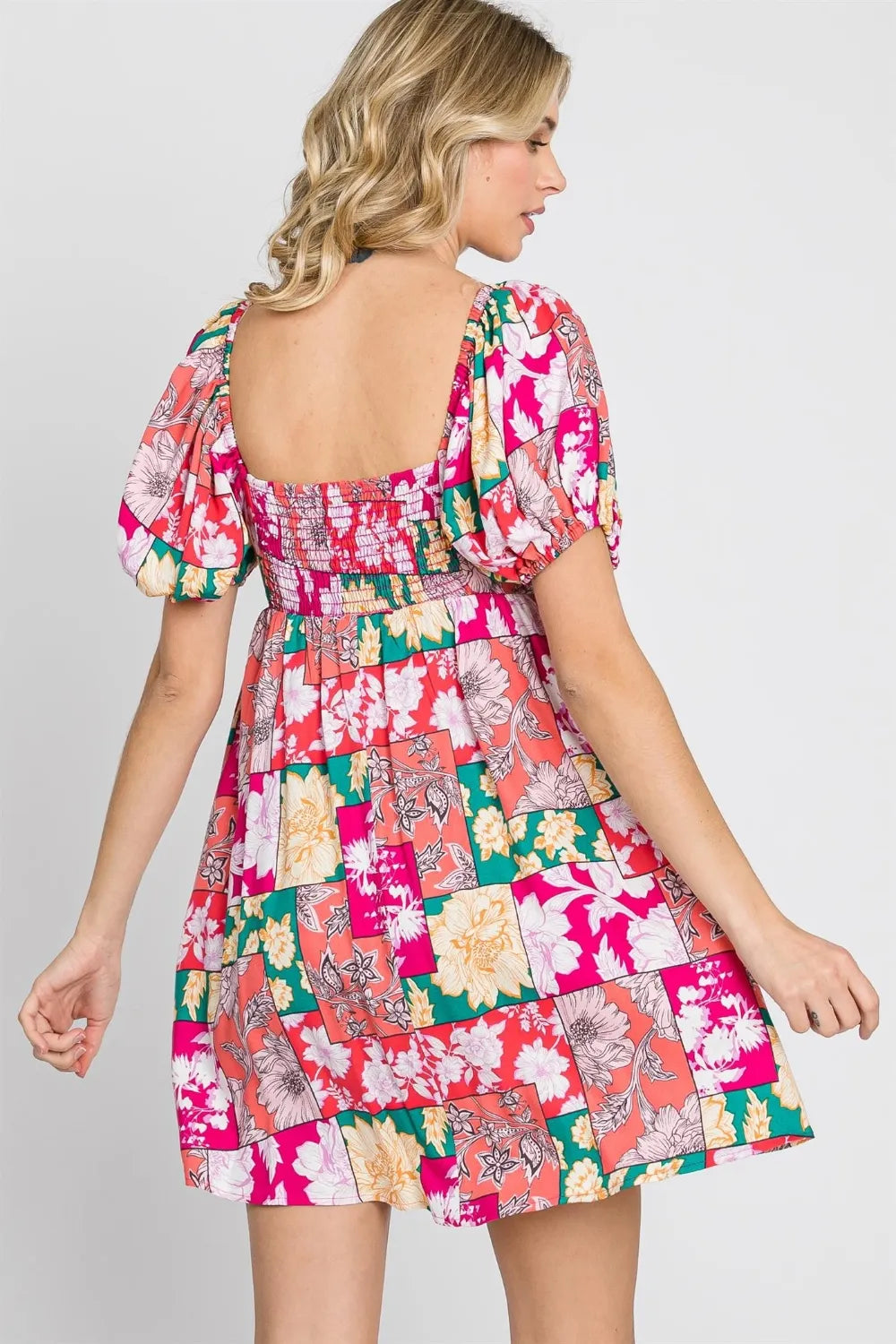 GeeGee Floral Ruff Sleeve Mini Dress - Blushé Belle