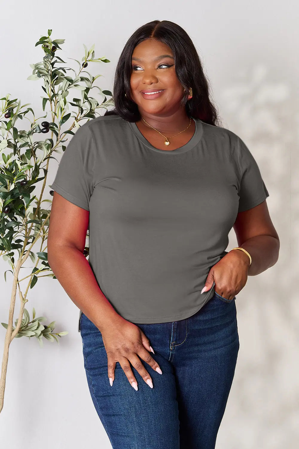 Basic Bae Full Size Round Neck Short Sleeve T-Shirt - Blushé Belle