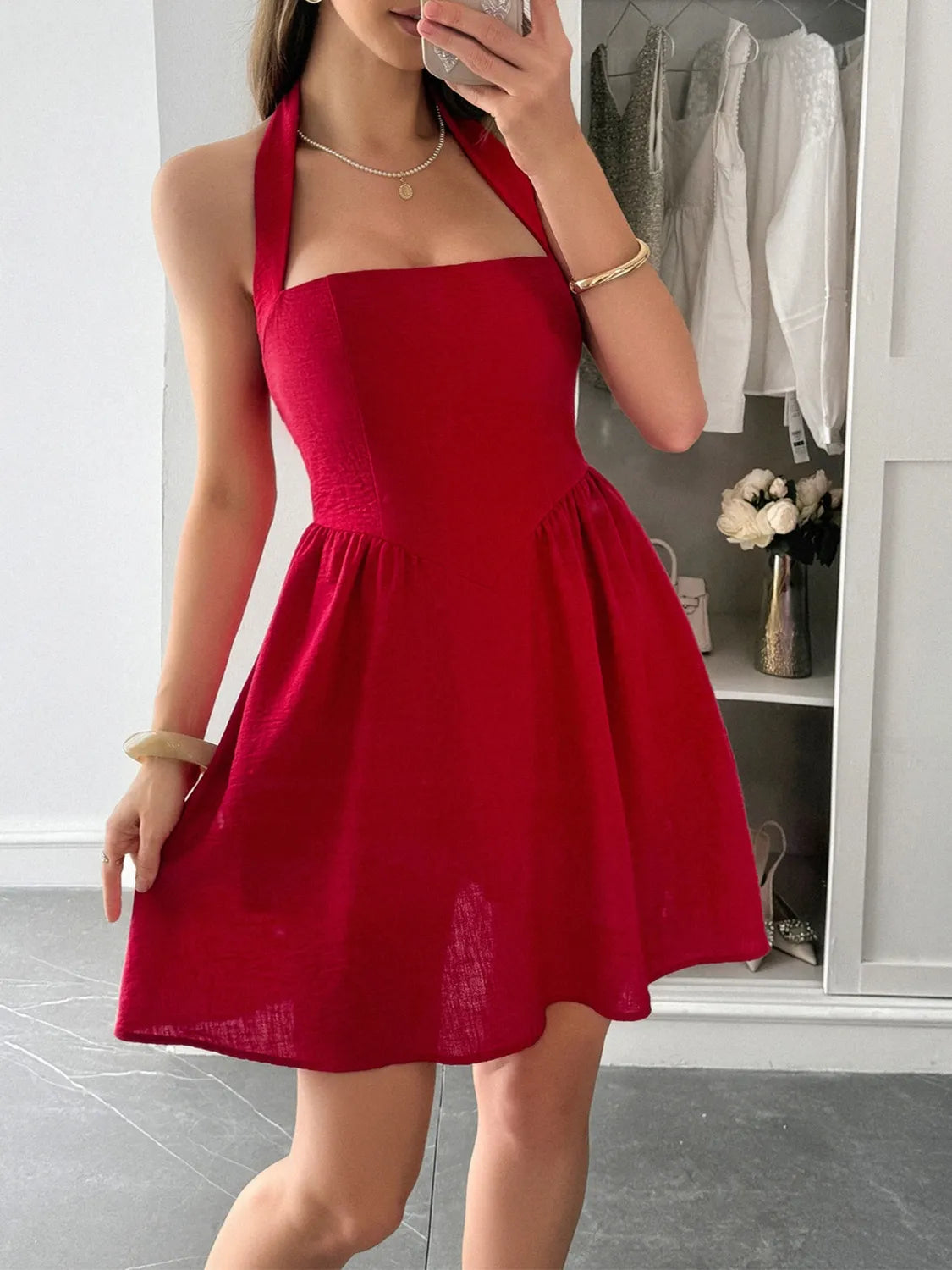 Halter Neck Summer Mini Dress - Blushé Belle